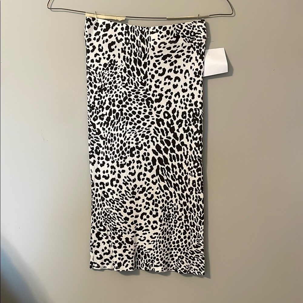 Vici Black and White Animal Print Midi Skirt